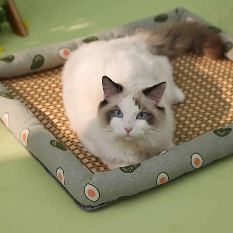 Esteras refrescantes transpirables para mascotas, almohadillas para dormir de verano para gatos, tejido de mimbre para perros, estera suave y cómoda, suministros de disipación de calor para cachorros y gatitos - imagen 2