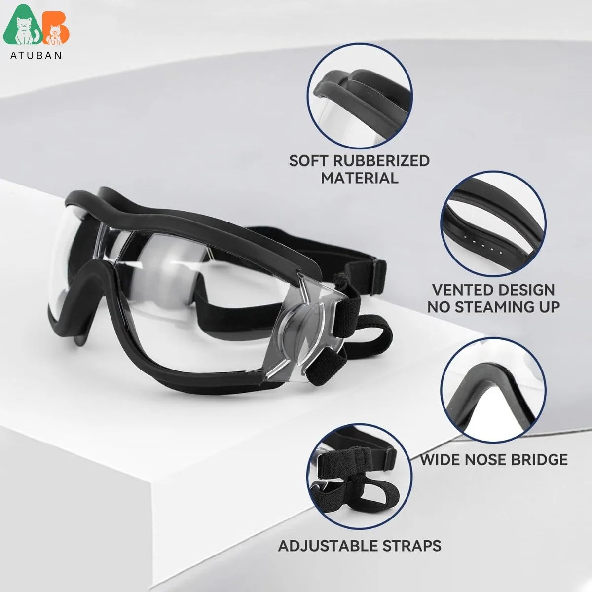 ATUBAN Gafas para perros de razas grandes, gafas de sol con protección UV para protección ocular de perros al aire libre, antivaho, antipolvo, a prueba de viento y nieve - imagen 5