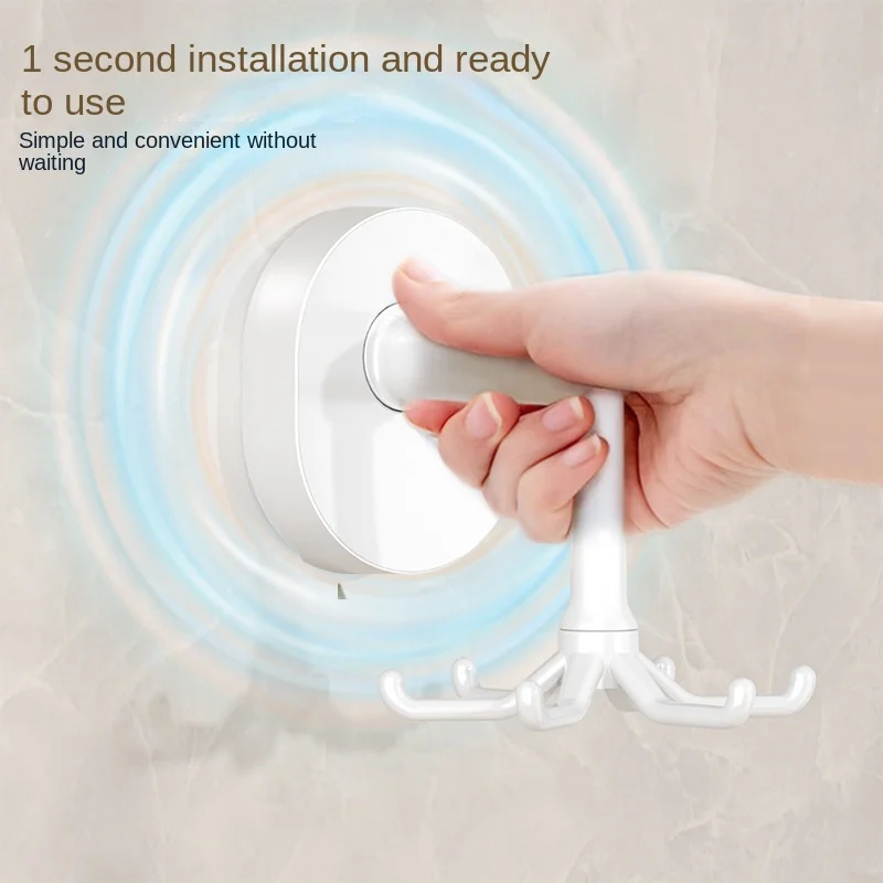 Gancho adhesivo multiusos de 6 garras sin taladro 360 °   Gancho de pared giratorio para cocina, baño, toallas, capacidad para 5 kg de fácil instalación - imagen 3