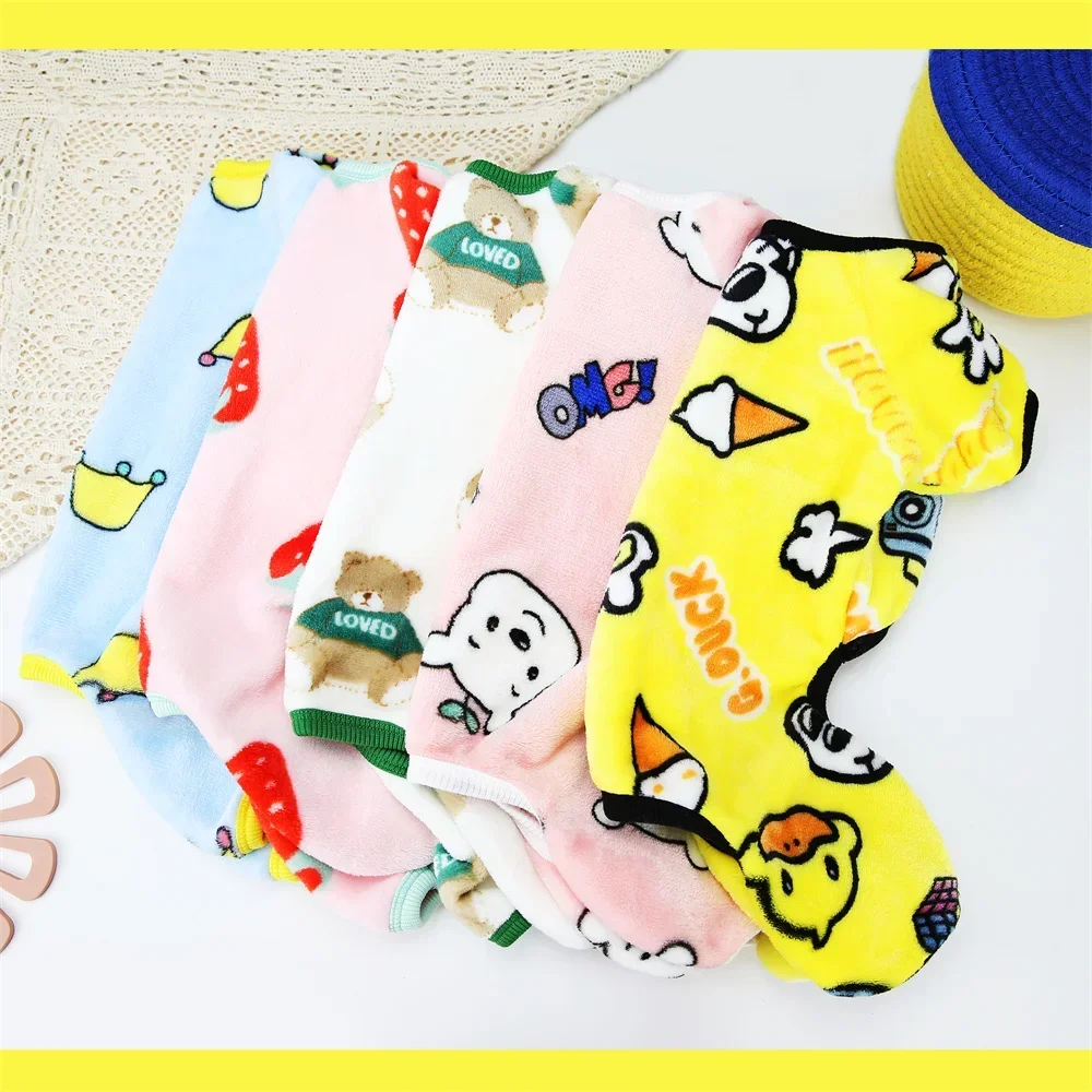 Mono con estampado dulce para cachorros, pijamas para perros pequeños, ropa cálida de franela para mascotas, peleles Schnauzer Yorkshire, traje para mascotas - imagen 3