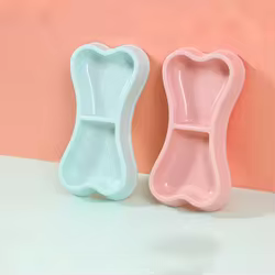 Comedero doble hueso antideslizante para perros y gatos comida y agua