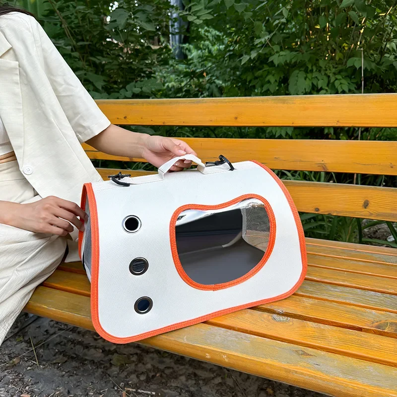 Bolsa de viaje para mascotas y gatos, práctica bolso de hombro saliente, suministros universales plegables para mascotas, transportador para gatos
