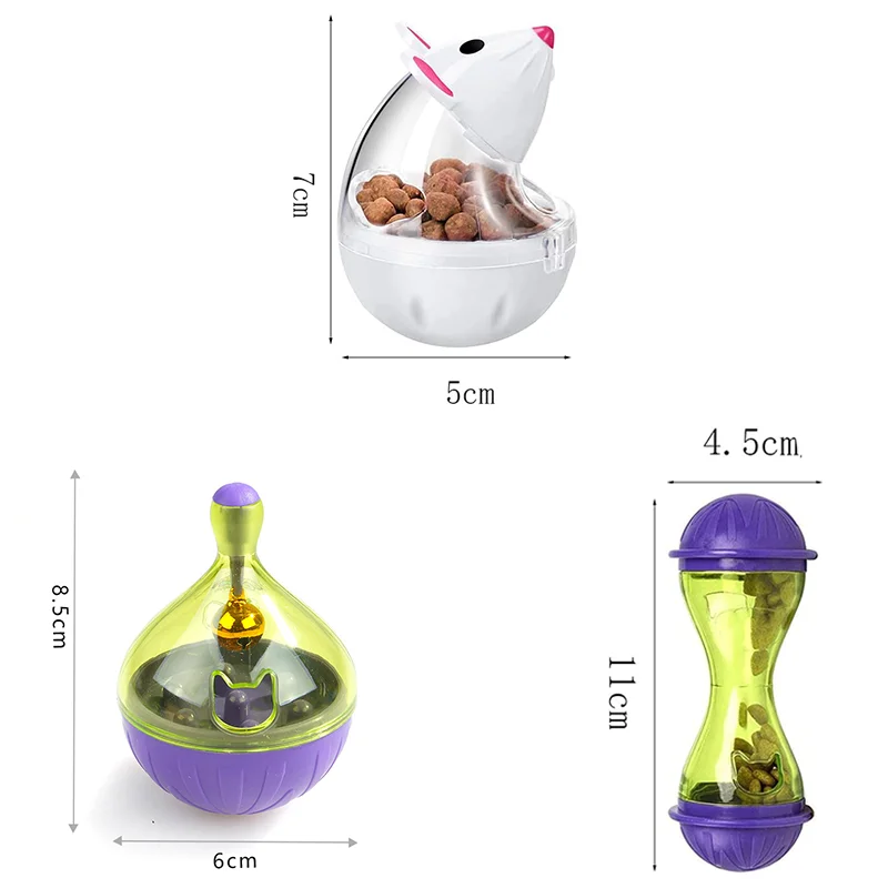 Vaso de comida para gatos y ratones, Bola de juguete interactiva, alimentador de comida para gatos con fugas, interesante dispensador de comida de plástico para gatos, juguete para tratar - imagen 2