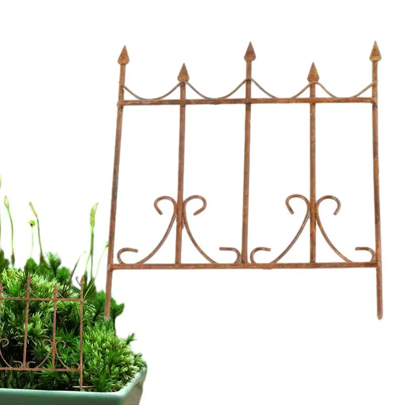 Valla de hierro en miniatura, valla decorativa de arte del hierro para decoración de Mini casa, valla de juguete de arte del hierro forjado, paisaje en miniatura