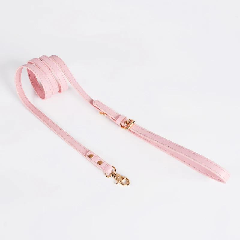 Juego de correa de cuero suave para mascota, arnés ajustable impermeable de lujo para perro pequeño, accesorios de salida - imagen 5