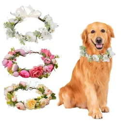 Collar floral ajustable para perros medianos y grandes - fotos de boda