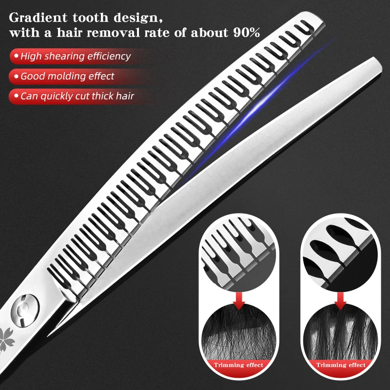 Tijeras curvadas naturales para el cuidado de mascotas con una tasa de depilación al 90% para adelgazar tijeras curvas, diseñadas específicamente para la belleza - imagen 3