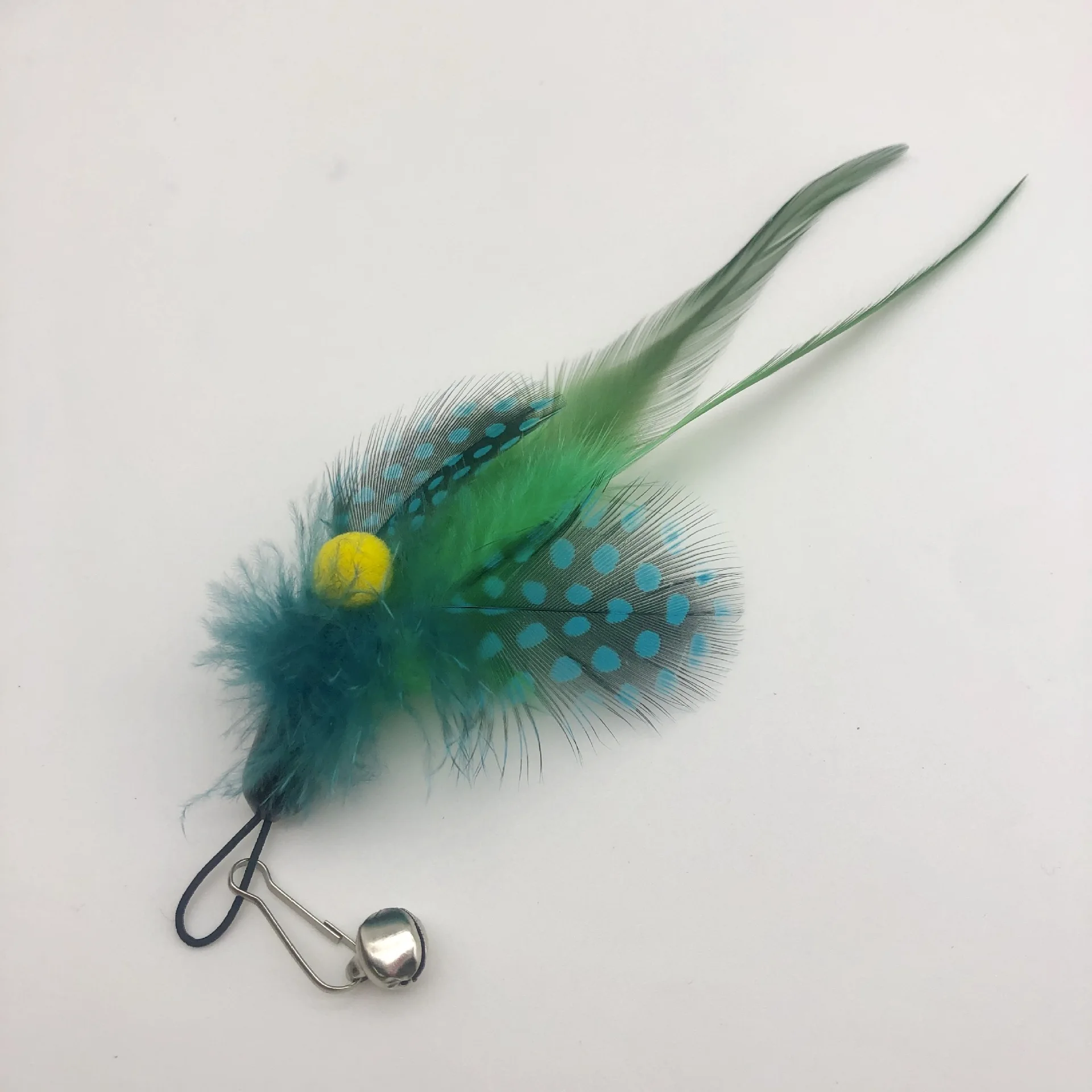 2 uds mezcla aleatoria de plumas de puntos cabezal de repuesto gato Teaser Stick mascota gato juguete - imagen 3