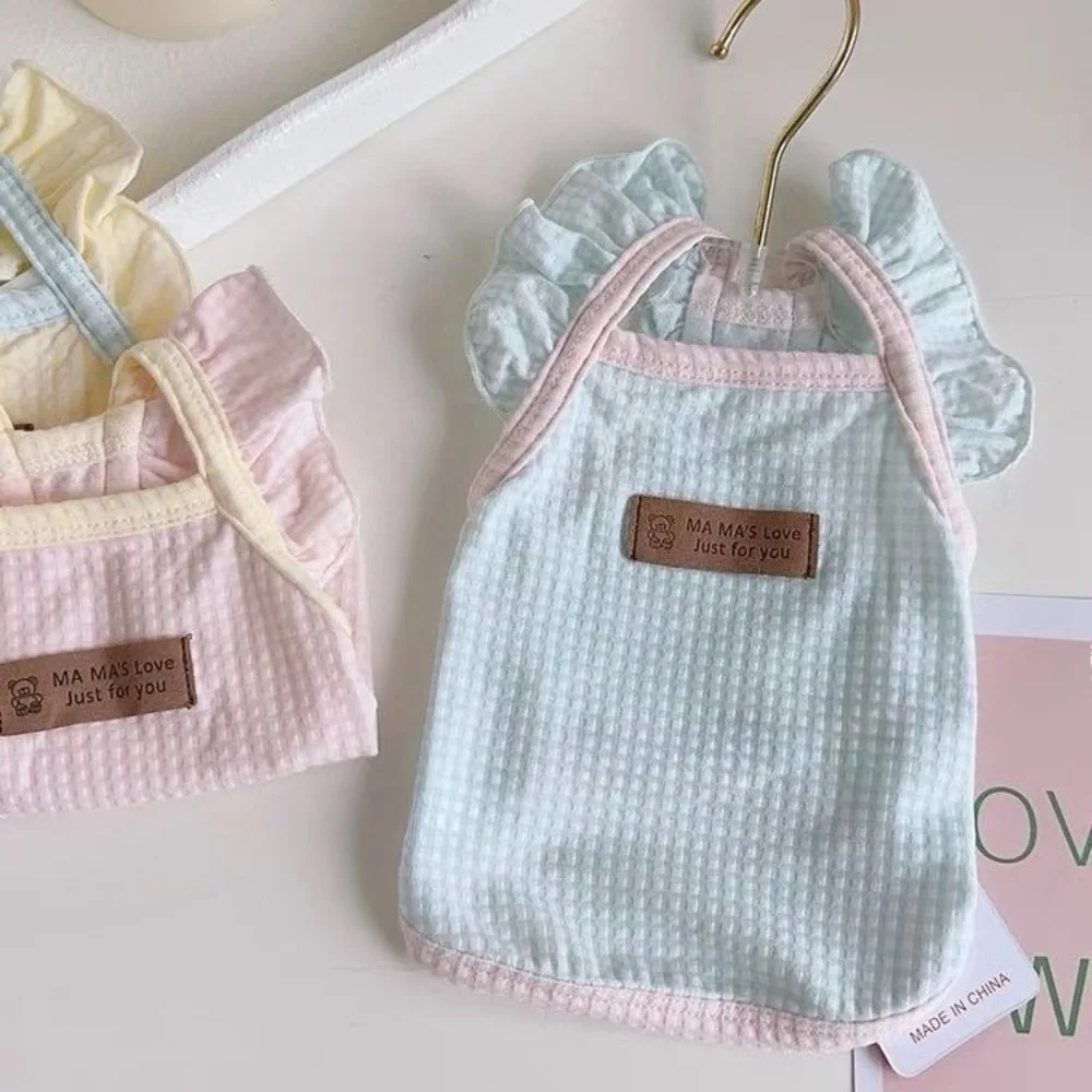 Camiseta sin mangas de manga fina para mascotas, camiseta de peluche Yorkshire, Top bonito de color helado, vestidos para perros pequeños