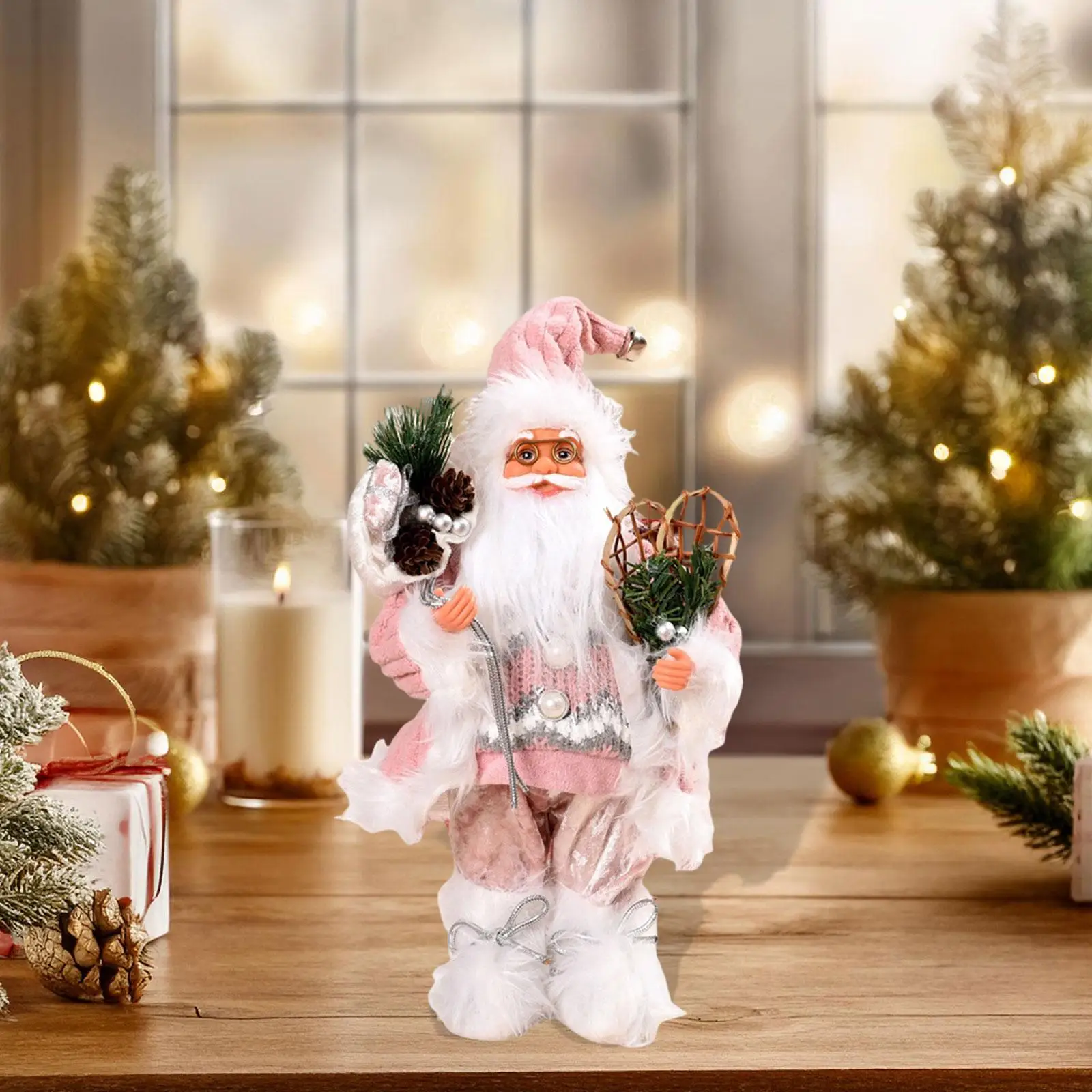 Santa Claus Doll Creative Collectible Traditional Christmas Figurine Christmas Decoration Tabletop Ornament for Home Bedroom
