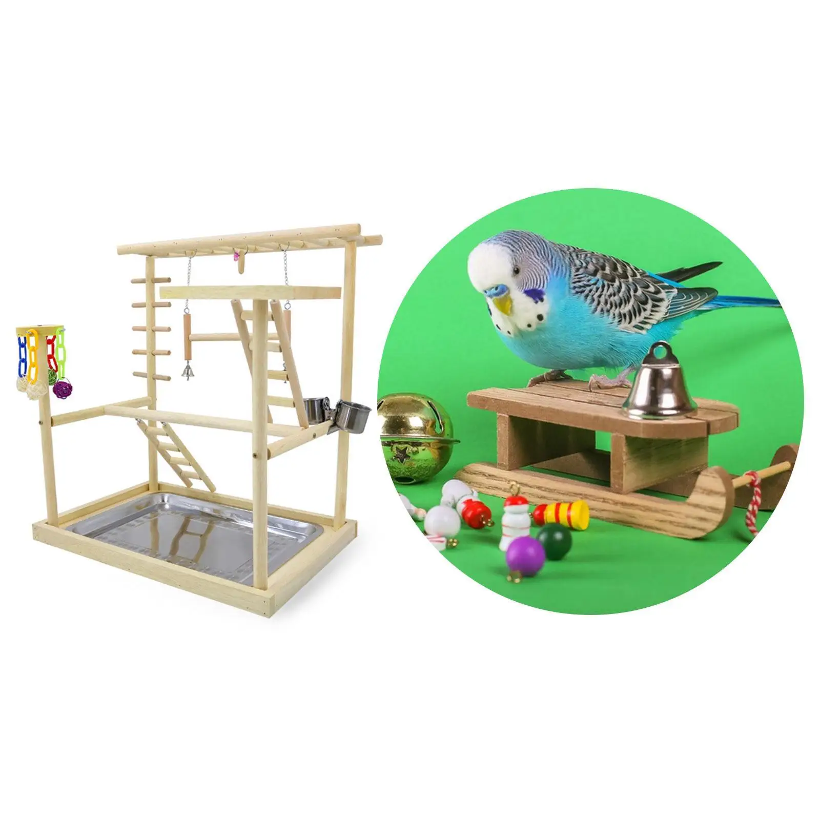 Parrot Playground Bird Play Stand,Parrot Perches Bird Play Gym Stand Wooden Parrot Perch Playstand for Parakeets Cockatiels