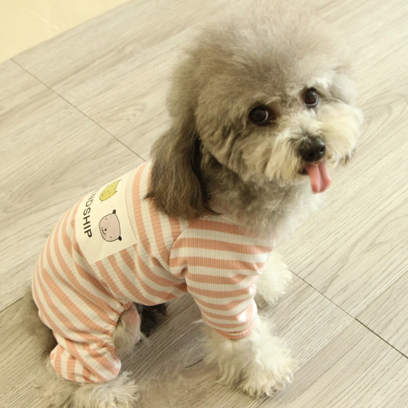 Mono a rayas para cachorros y perros, pijamas de algodón para verano, ropa para mascotas para perros pequeños, monos para caniche Shih Tzu, ropa para perros