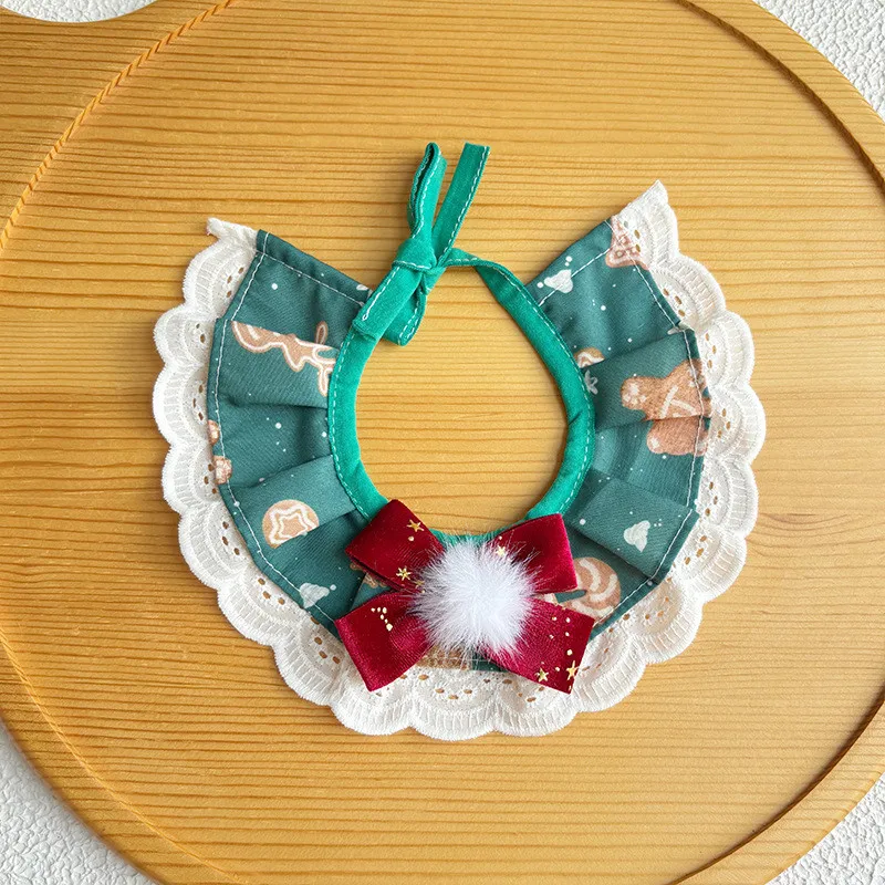 Bomei-Sombrero de Navidad para mascotas, conjunto de Collar para gato, bufanda bonita para perro, bufanda roja y verde para Nochevieja, accesorio para el cuidado de mascotas - imagen 4