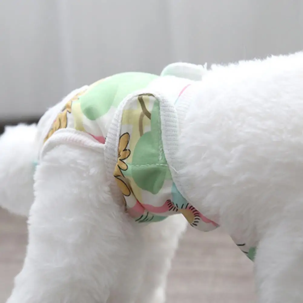 Pantalones fisiológicos para mascotas, pantalones menstruales suaves y transpirables con estampado de dibujos animados, pañales para perros estilo vientre, esenciales para mascotas para mujer - imagen 4