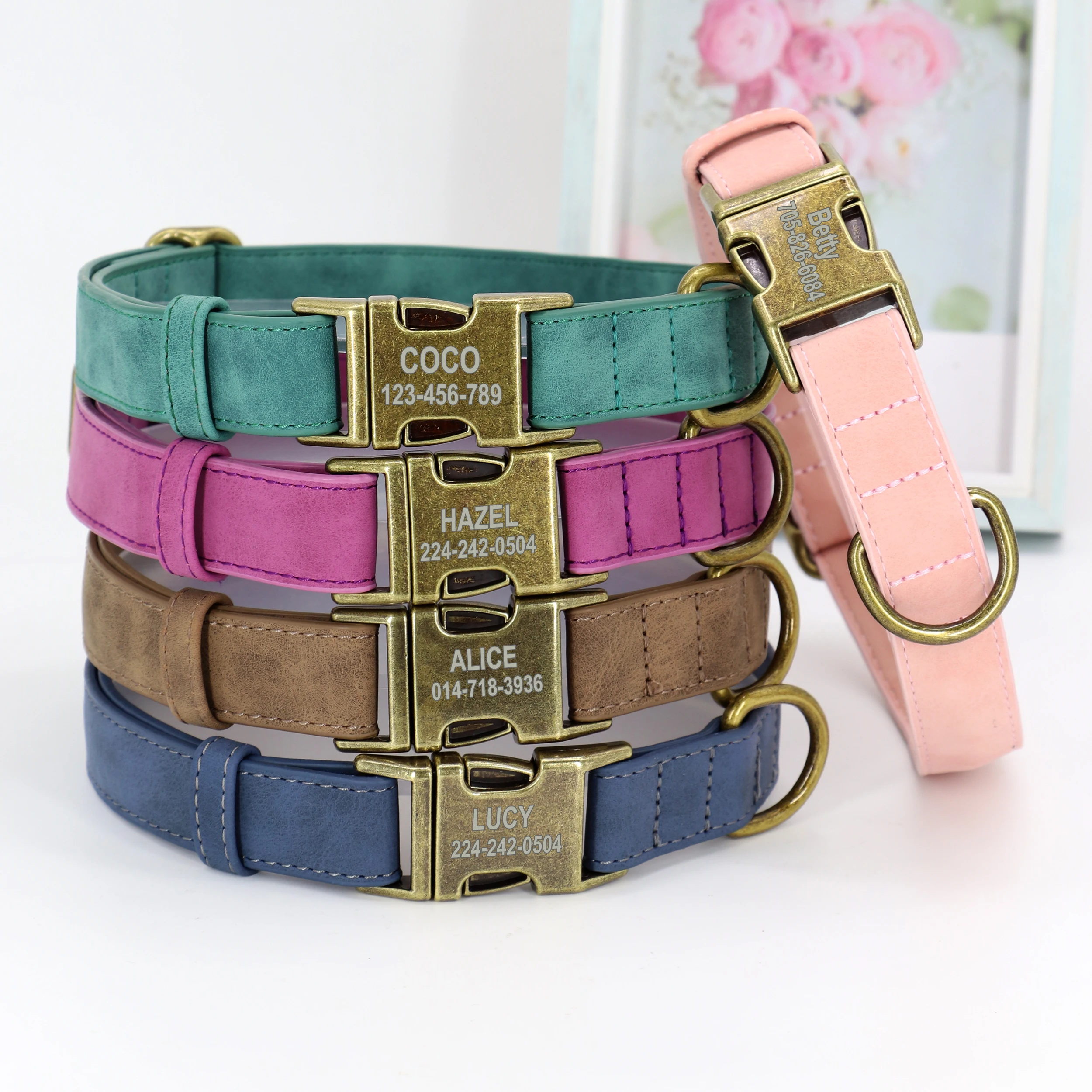 Collar de perro personalizado ajustable para Pug, pequeños y medianos