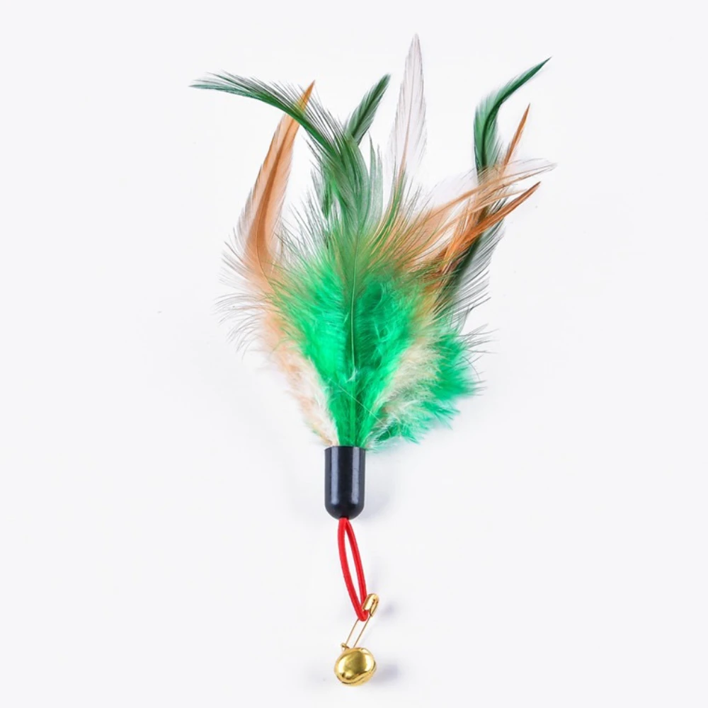 Recambios de varita para gatos, repuesto de plumas de pollo con campana, juguete interactivo para gatitos, 3 uds./5 uds. - imagen 5