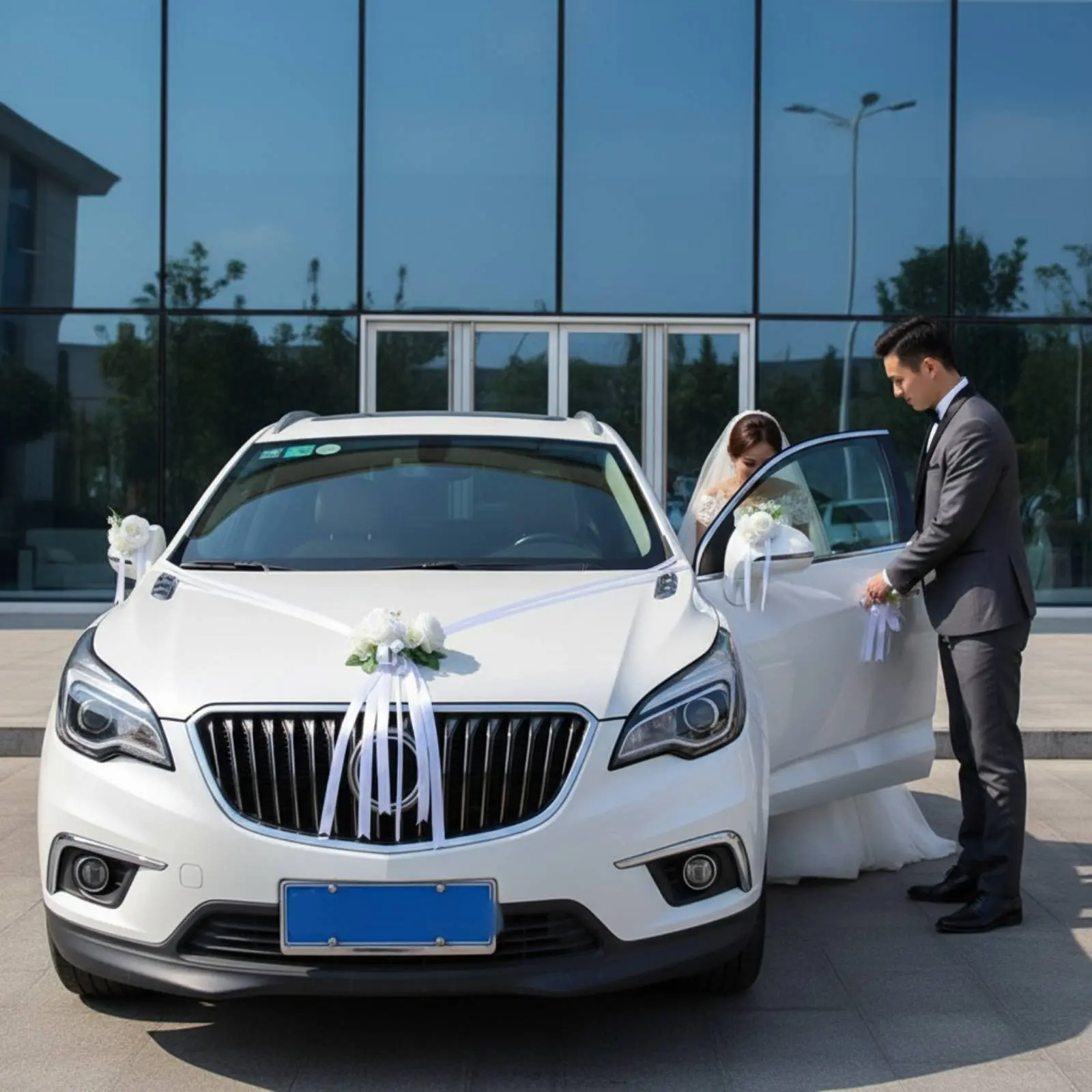 Kit decoración floral para coche de boda, estilo romántico universal