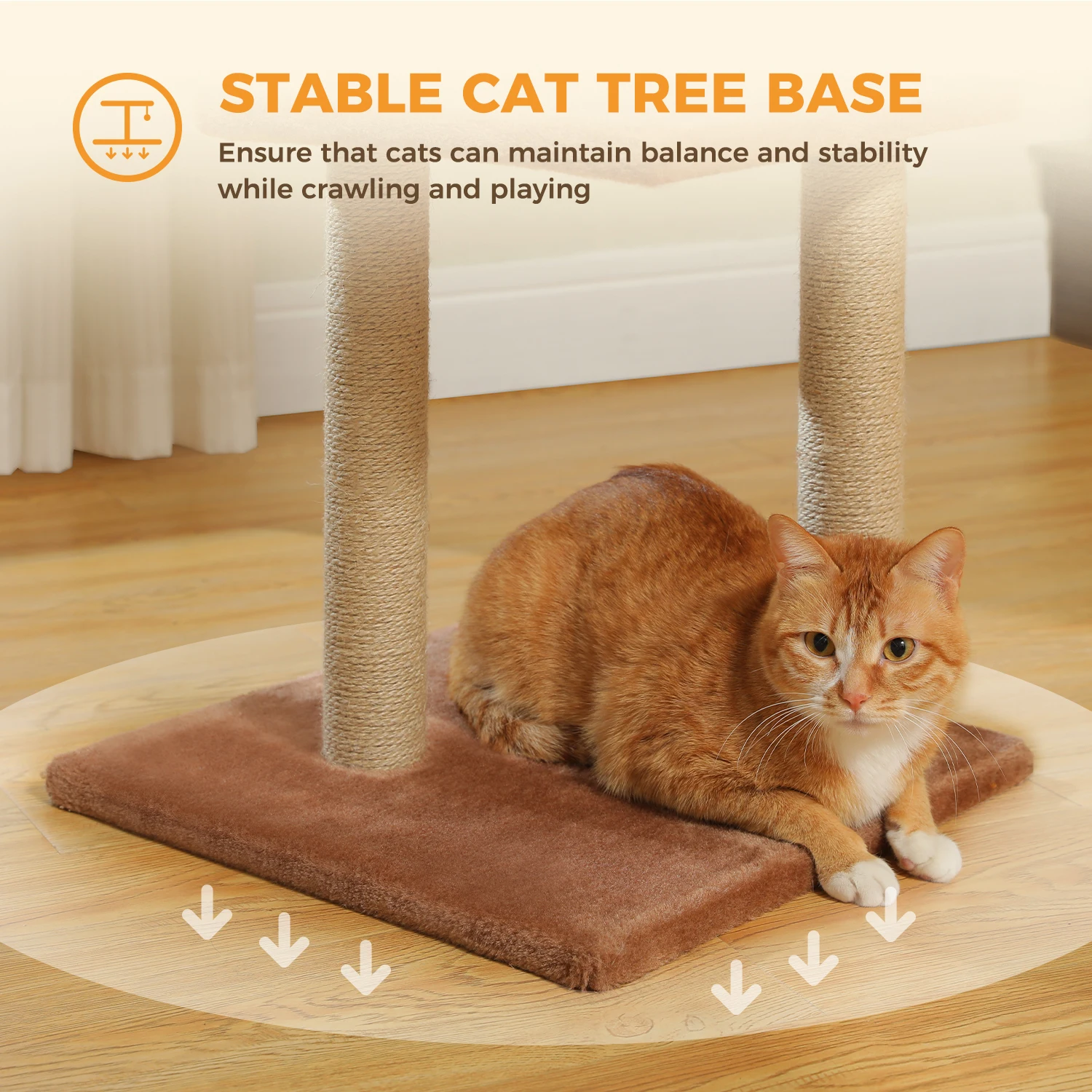 Árbol para gatos de 80 cm, torre para gatos de varios niveles con 3 postes para rascar y base estable para árbol para gatos, adecuado para 1-2 gatos de interior, gris, marrón - imagen 2