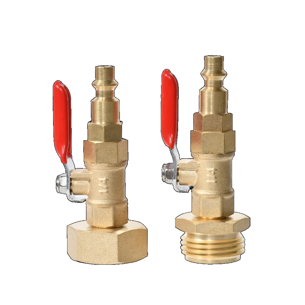 Adaptador de salida de invierno RV, enchufe de conexión rápida de 1/4 ", rosca de manguera de jardín de 3/4" con válvula de bola para piezas de sistema de agua RV