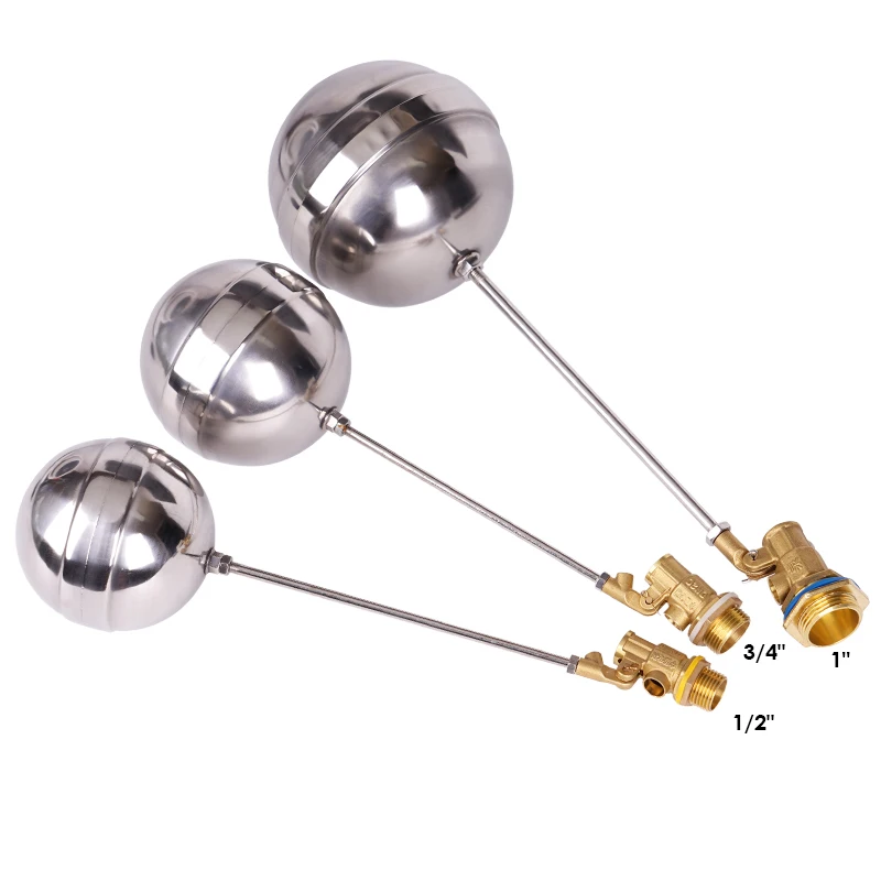 Válvula de flotador de latón de 1/2 ", 3/4", 1 ", válvula de bola flotante para tanque de agua fría y caliente, cisterna de Control de flujo de vástago SS201/tanques de expansión - imagen 2
