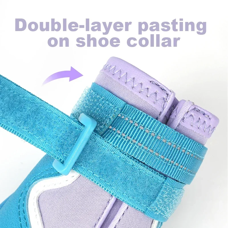 Winhyepet-zapatos para perros, botas cálidas para mascotas, calzado de nieve antideslizante impermeable, protege los pies, 4 Uds., zapatos para mascotas para caminar, viajar - imagen 4