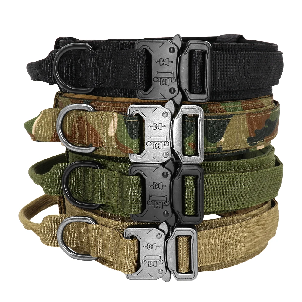 Collar táctico militar duradero para perro, conjunto de correa elástica, Collar de entrenamiento para caminar de nailon para mascotas, Perros medianos y grandes, Shepard alemán - imagen 2