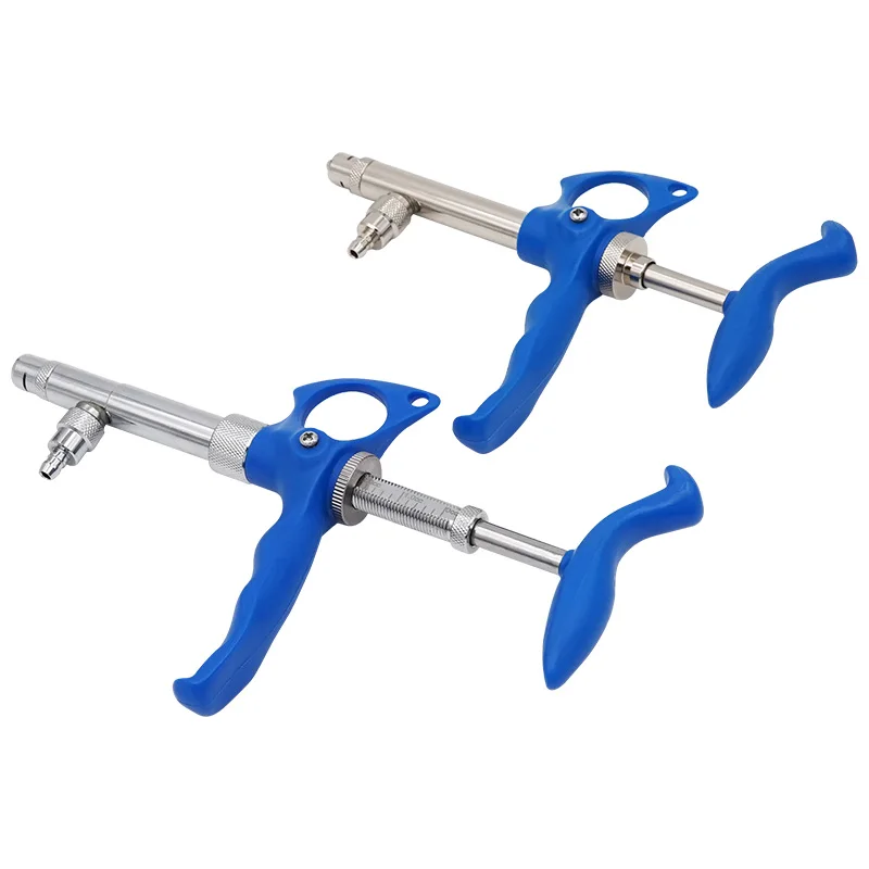 Jeringa de inyección de Metal cuantitativa ajustable para vacuna veterinaria, herramientas para ganado, 0,75 ml/1ml/2ml