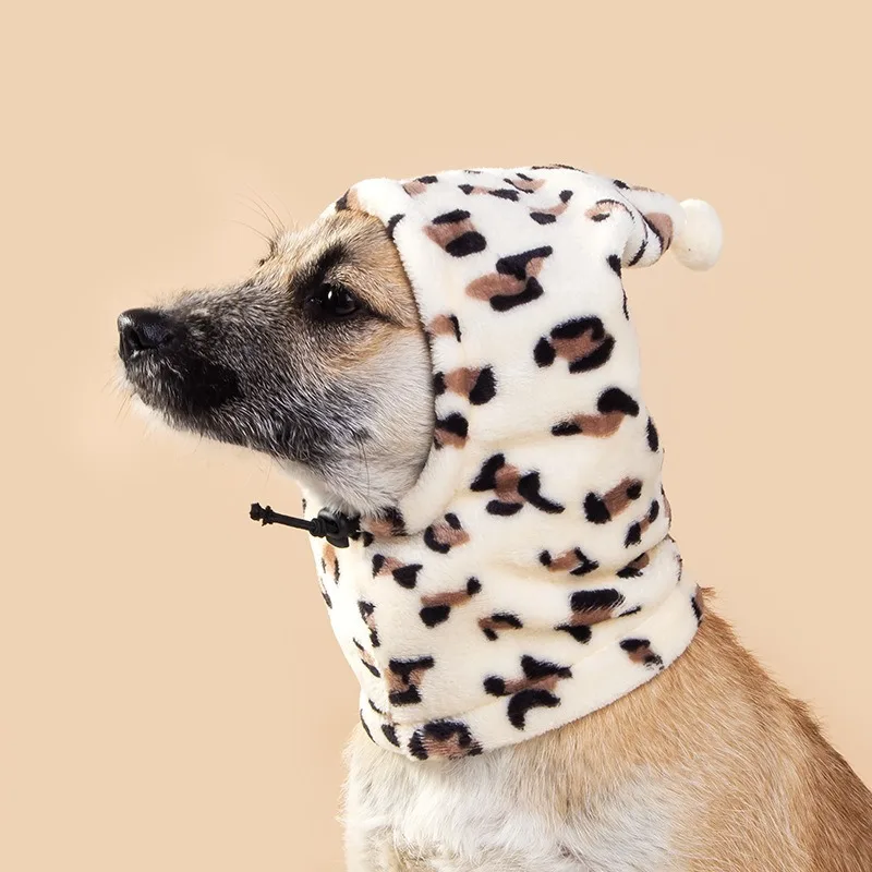 Gorros para mascotas de otoño e invierno, gorro divertido con estampado de leopardo, gorros calmantes de Color sólido para cachorros, sombrero de transformación para perros pequeños