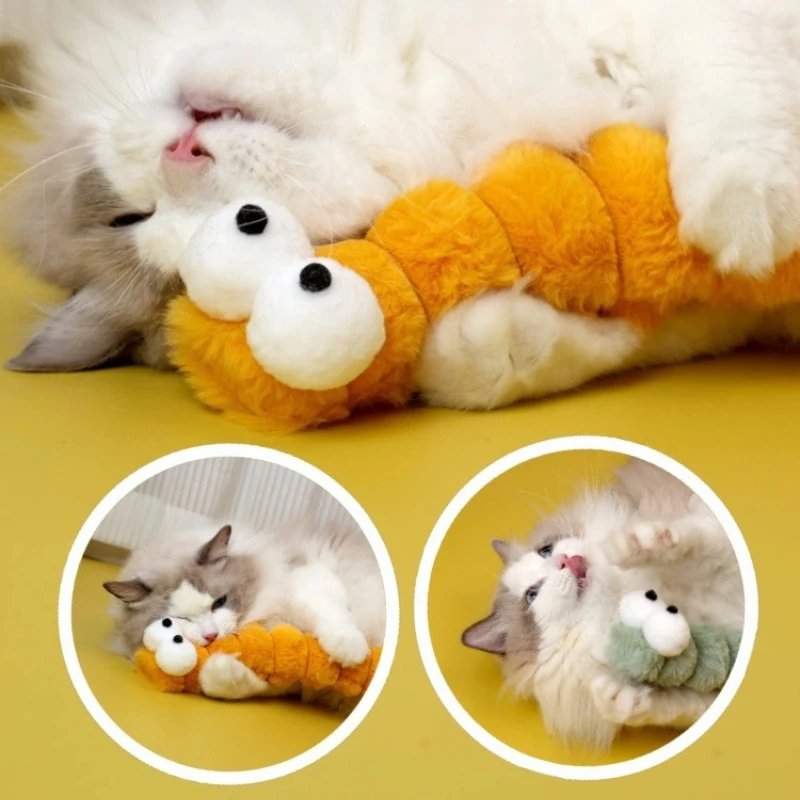 Juguete de peluche para masticar para gatos, cojín, oruga, almohada con hierba gatera, juguetes interactivos suaves para gatos, suministros de juguetes para gatos - imagen 2