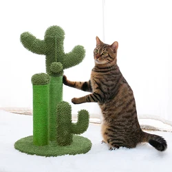 Poste à gratter pour chat Cactus, arbre à chat Cactus, grattoir pour chat vert avec corde en Sisal naturel, boule pendante interactive, meubles pour chat