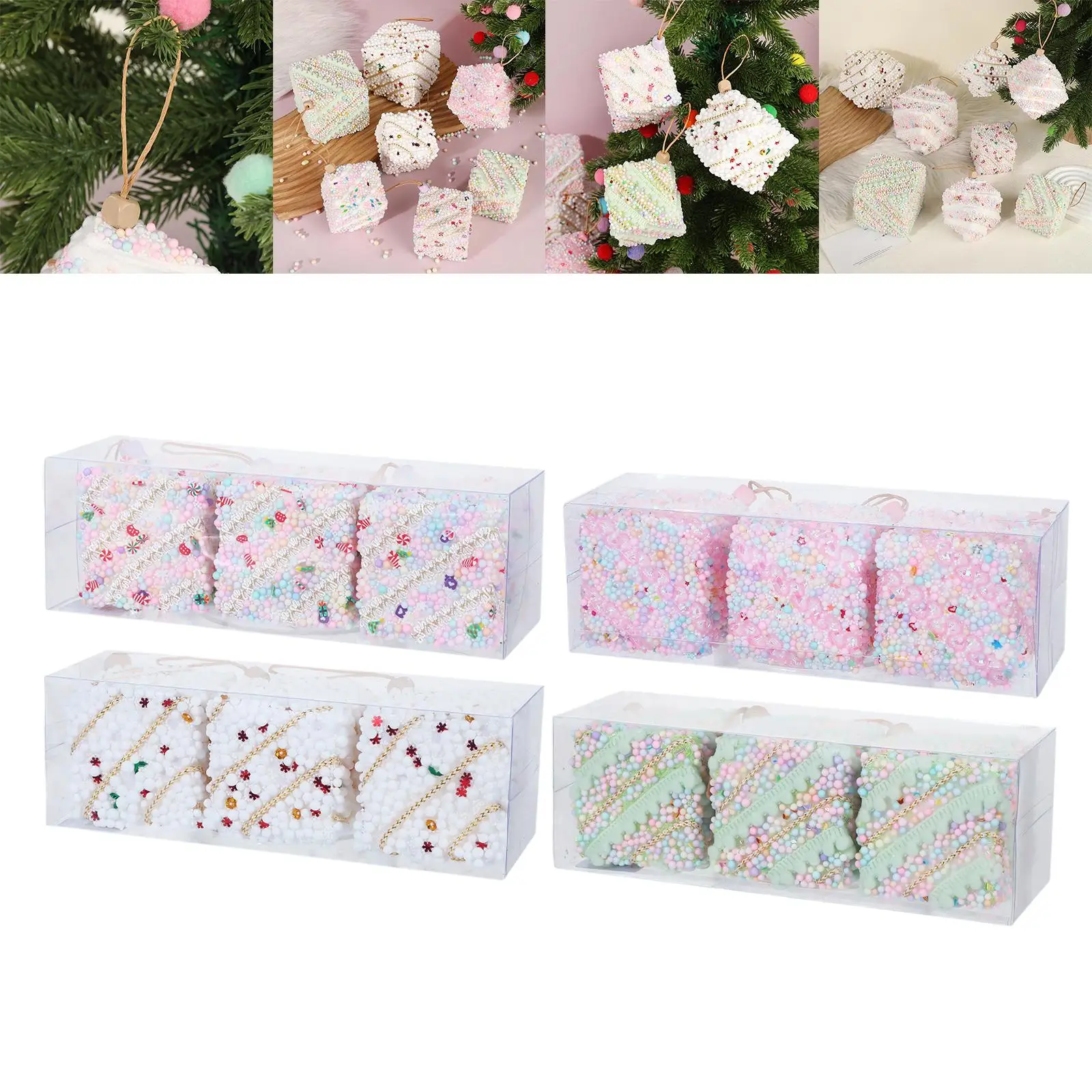 Colgante de árbol de Navidad, conjunto de adornos colgantes de espuma, decoración navideña ligera para fiesta de árbol de Navidad en el hogar - imagen 3