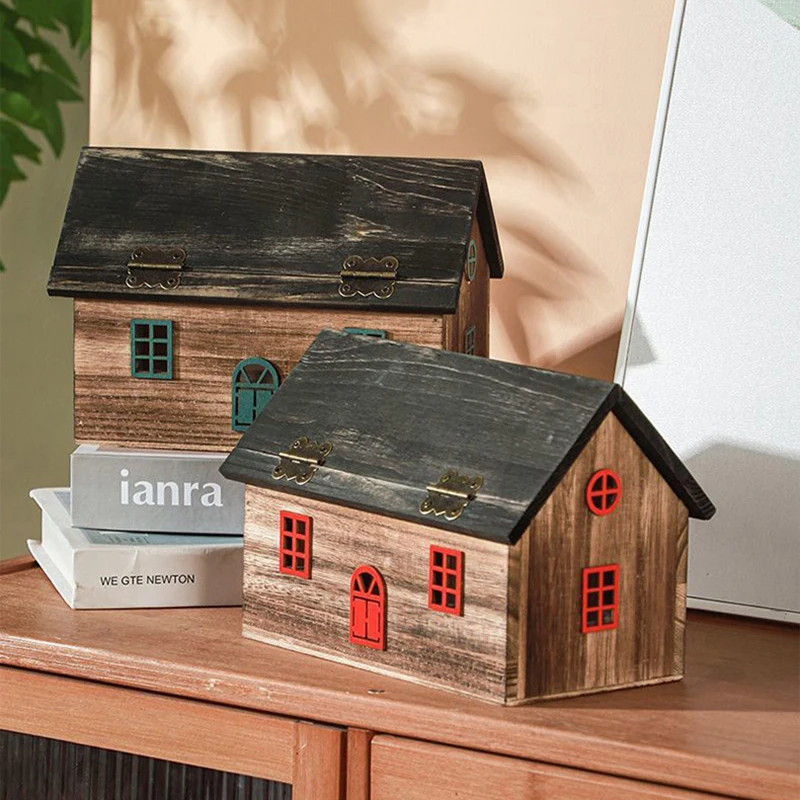 Caja de pañuelos de madera creativa para restaurante B & B, caja de papel Retro de madera maciza, cajas de papel en rollo para el hogar y la sala de estar