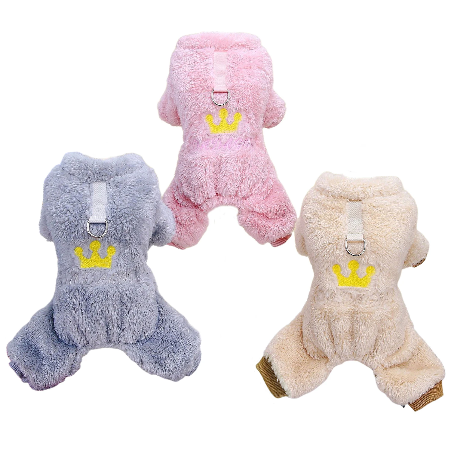 Pijamas gruesos de lana térmica para perros, ropa de invierno, mono peludo, corona para mascotas, suéter de princesa, mono suave para perros pequeños