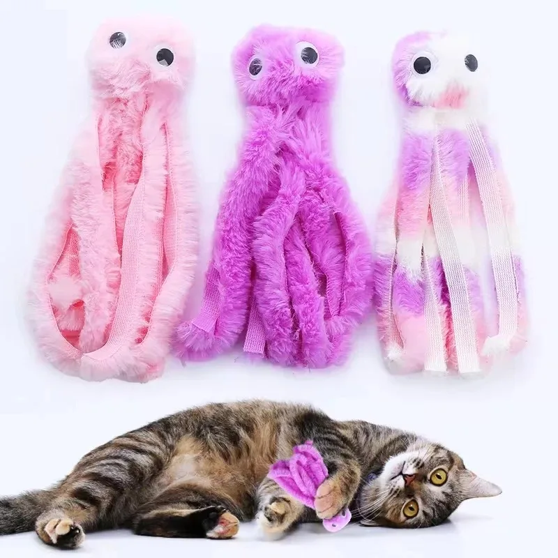 Juguete para gatos, bonito juguete de peluche de pulpo, dientes resistentes a mordeduras, juguete interactivo para gatos, suministros para mascotas - imagen 4