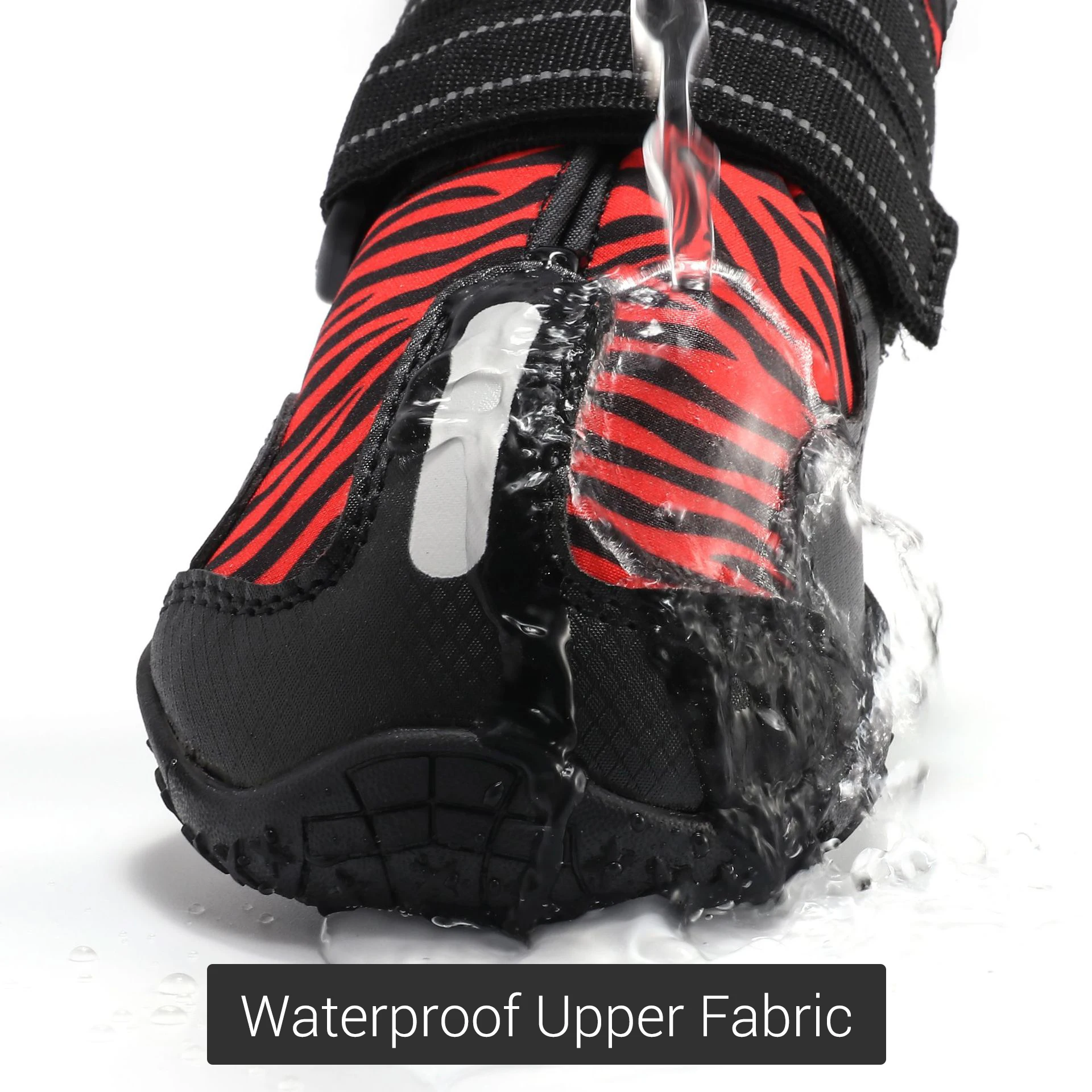 Zapatos para mascotas impermeables para perros grandes, Botas de lluvia con patrón de cebra para mascotas, suela antideslizante resistente, zapatos para perros al aire libre, botines reflectantes para cachorros - imagen 2