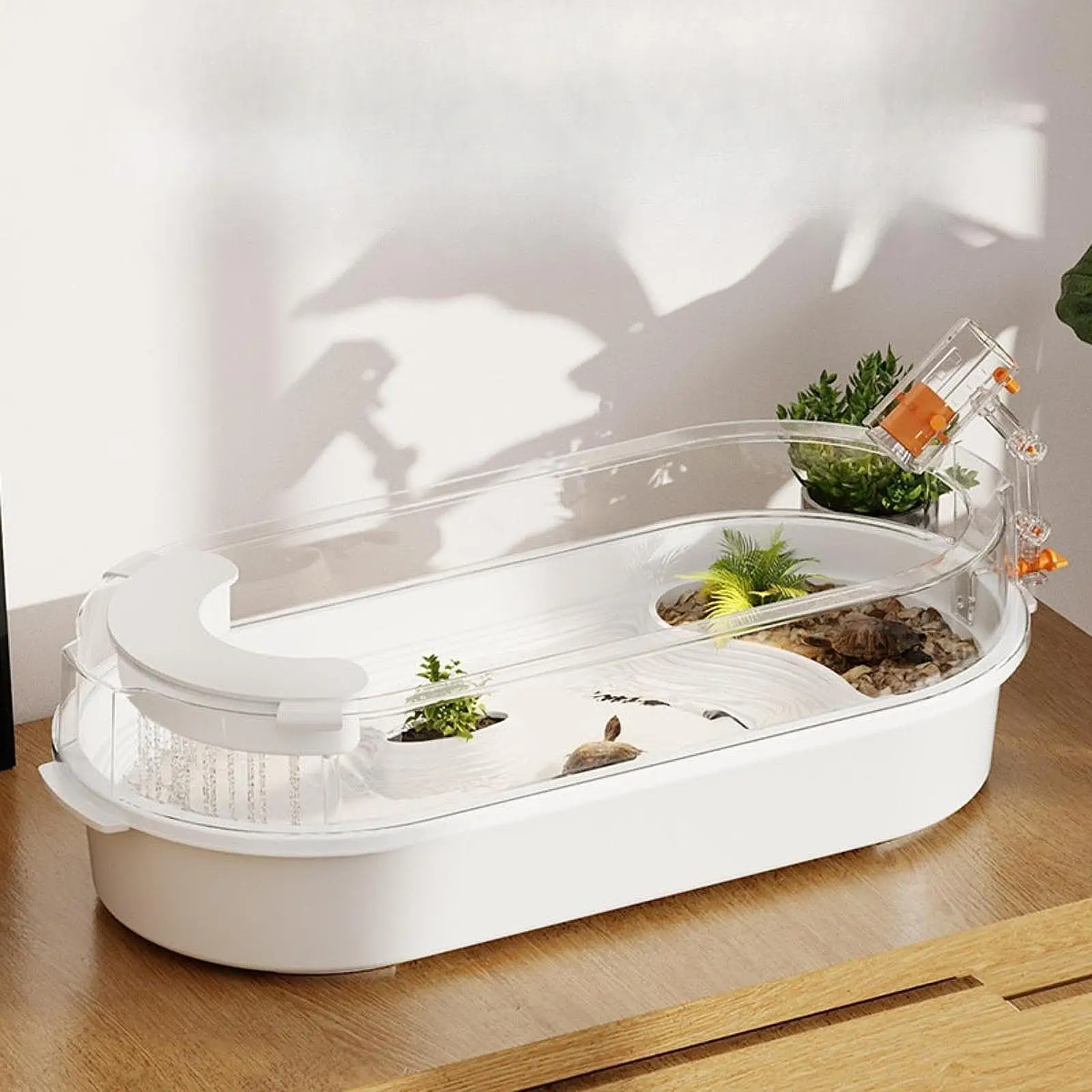 Turtle Tank Aquarium with Platforms,Resting Breeding Hatching Area Supplies,Pet Terrariums Reptile Habitat for Small Reptile