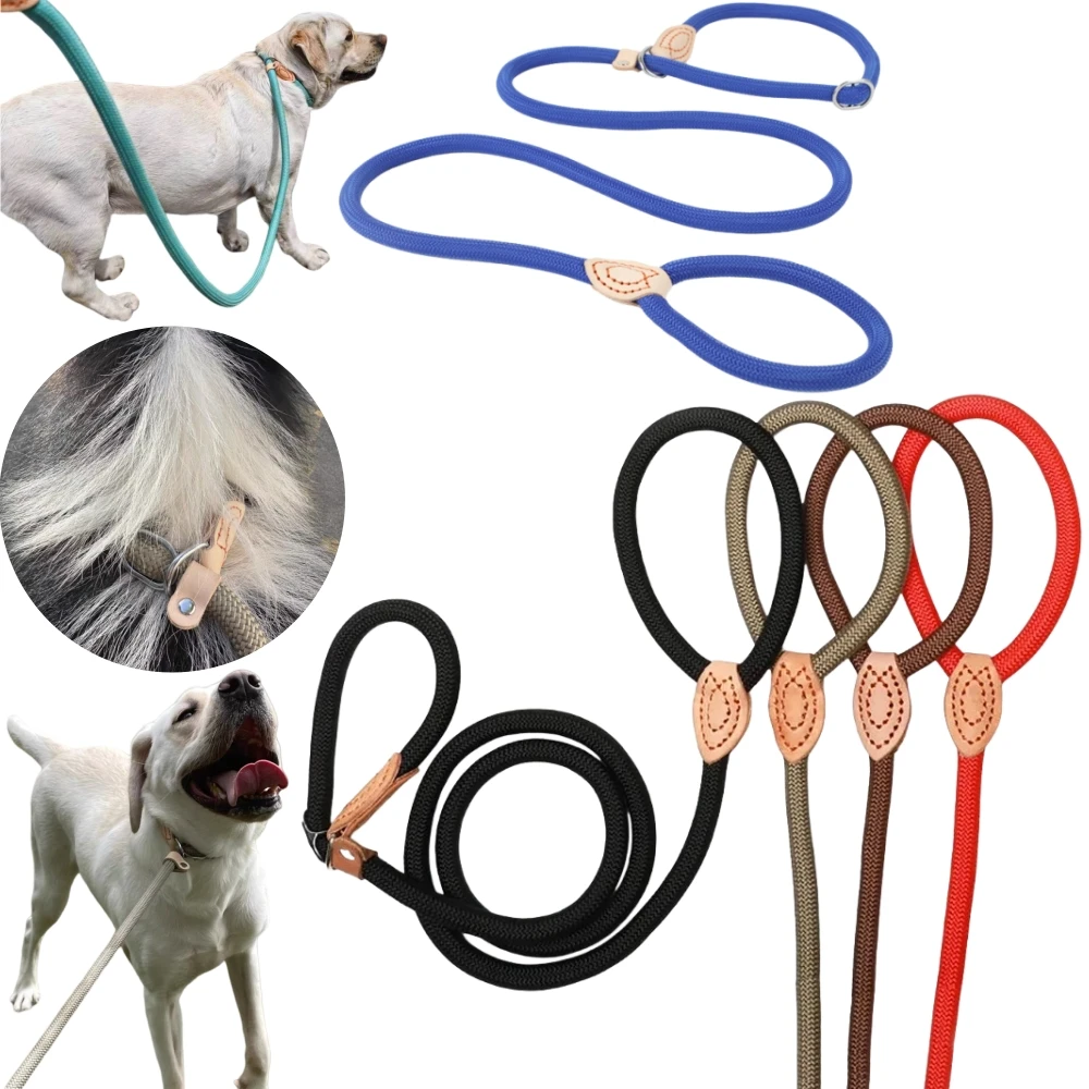 Correa para perro de 1,5 M/1,8 M, cuerda antideslizante, correa de plomo, cuerda trenzada resistente, Collar de bucle ajustable, correas de entrenamiento para perros medianos y grandes