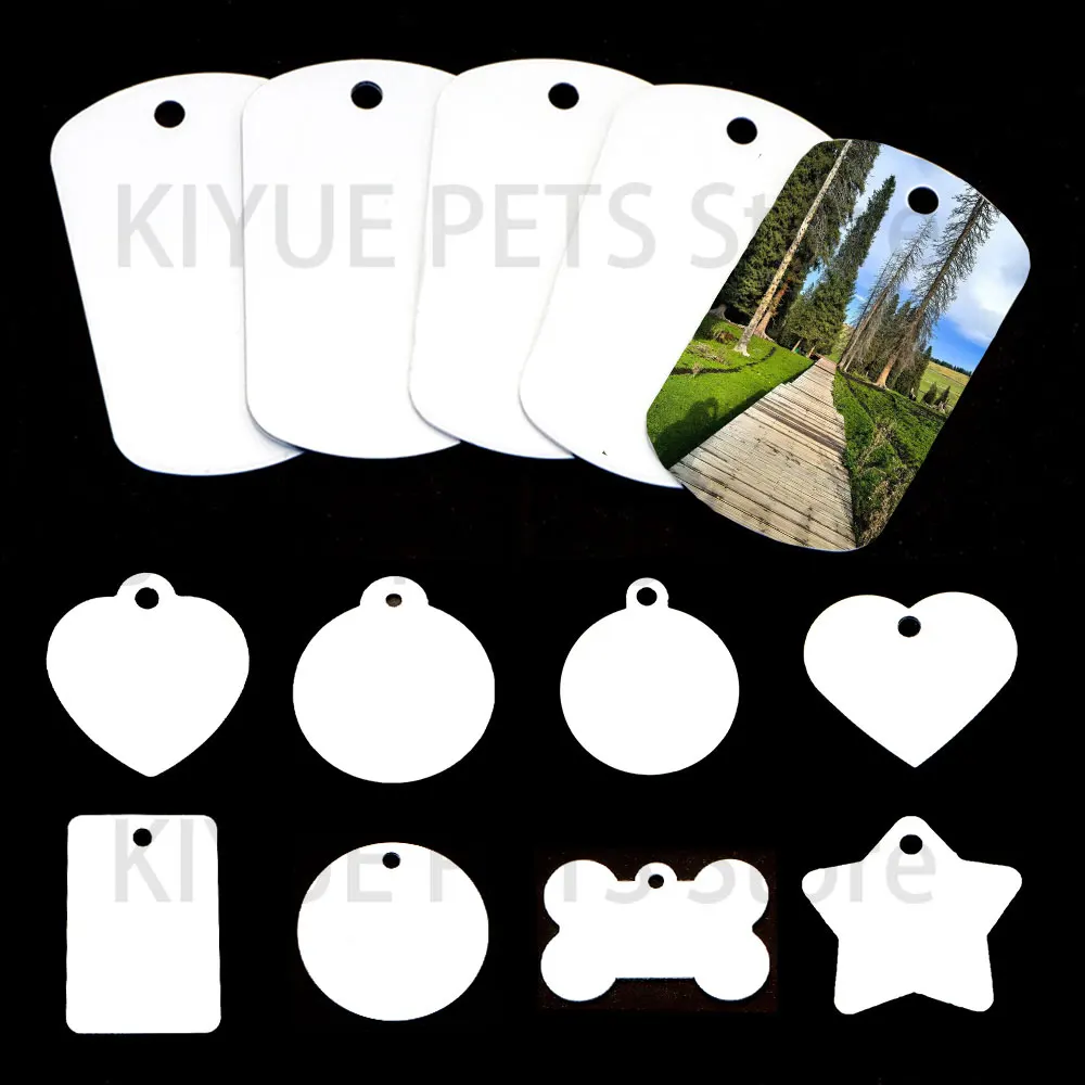 20 piezas, venta al por mayor, placa de identificación personalizada para mascotas, transferencia de calor, etiqueta colgante en blanco de aluminio, llavero personalizado, accesorios, colgante