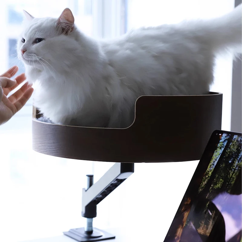 Nido para gatos de escritorio de oficina, elevación ajustable 360 °   Cama giratoria para gatos, estera para mascotas, hamaca, escritorio, nido flotante para gatos, suministros de marco de escalada - imagen 5