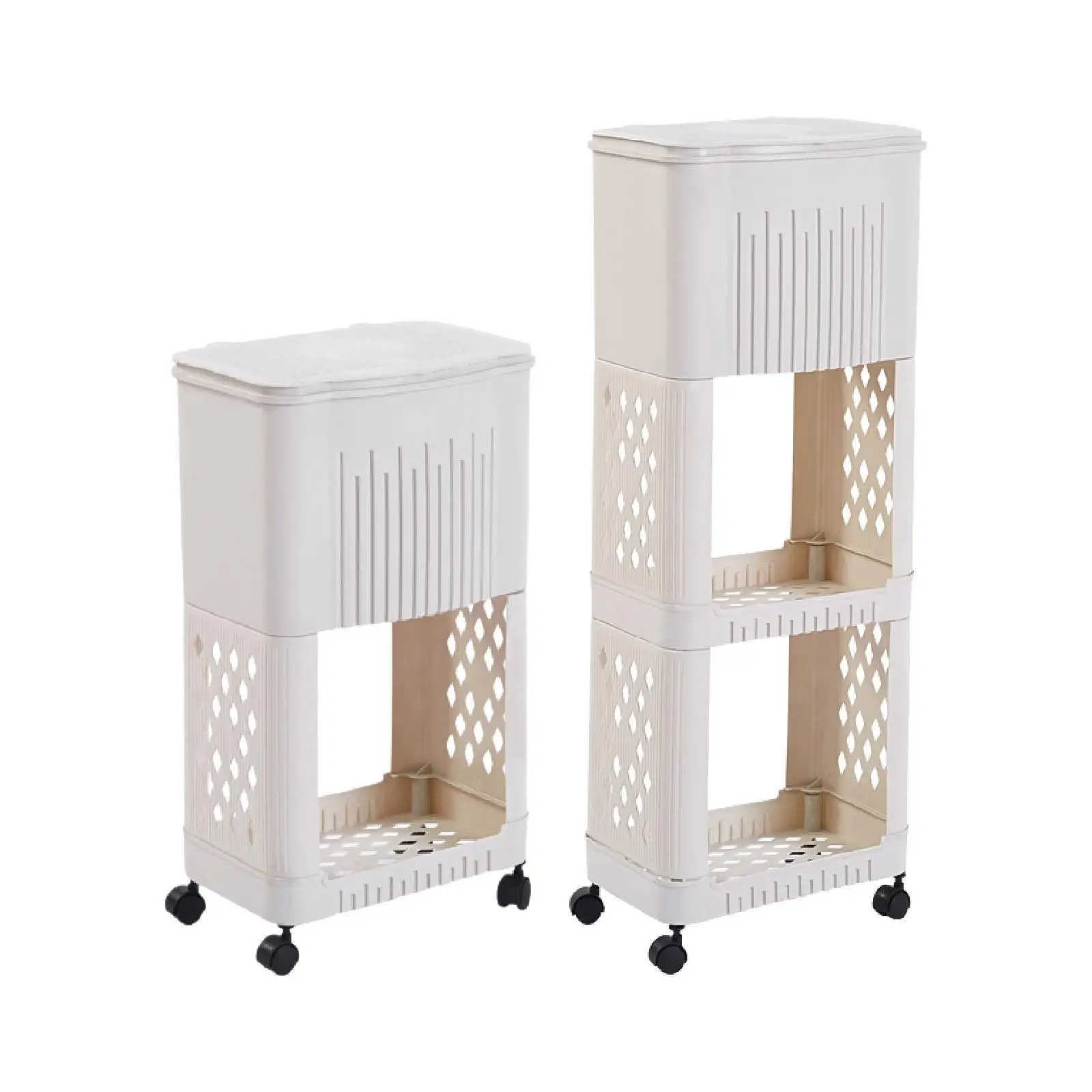 Cubo de basura de cocina con soporte para estante de almacenamiento, práctico contenedor de basura, organizador de cubo de basura con tapa, cesta de basura para el hogar - imagen 2