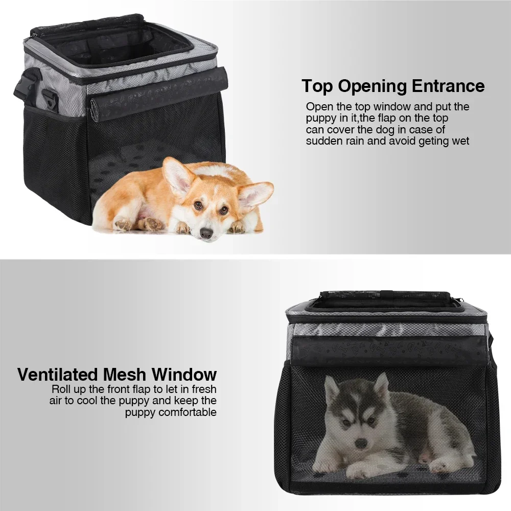 Cesta delantera para bicicleta, bolsa de transporte para perros y mascotas, bolsa de lona plegable con suspensión extraíble para bicicleta, capacidad de peso de 15 libras - imagen 3