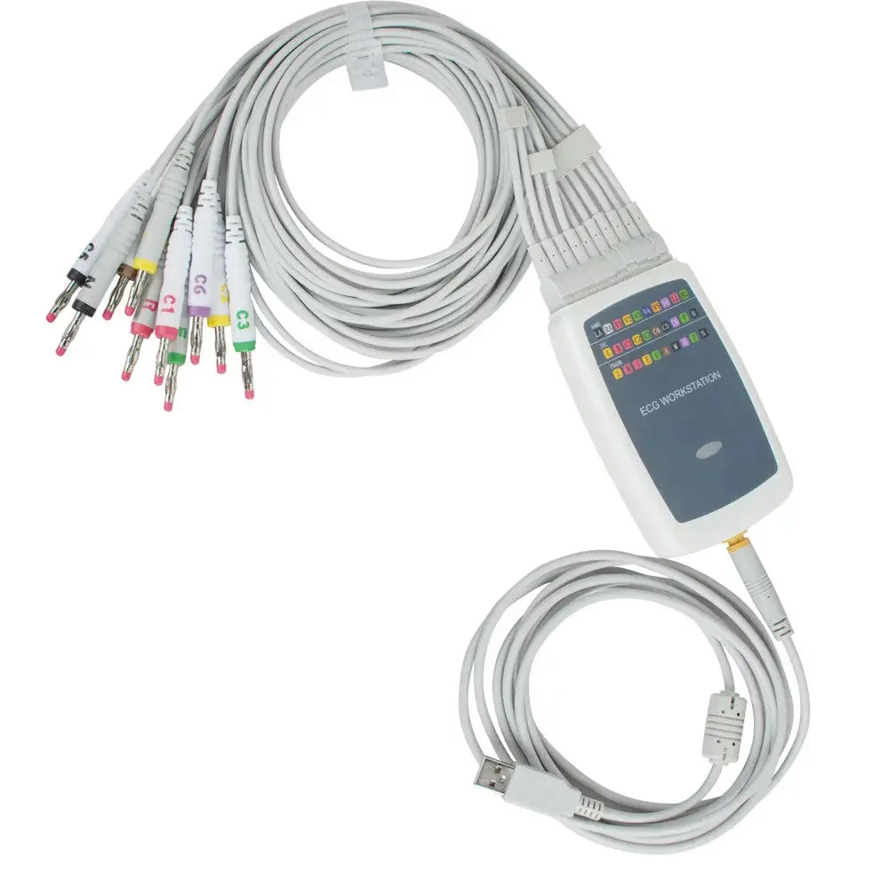 CONTEC8000G/GW ECG EKG sistema de estación de trabajo portátil multifunción 12 cables máquina de ECG de descanso impresión rápida + software - imagen 2