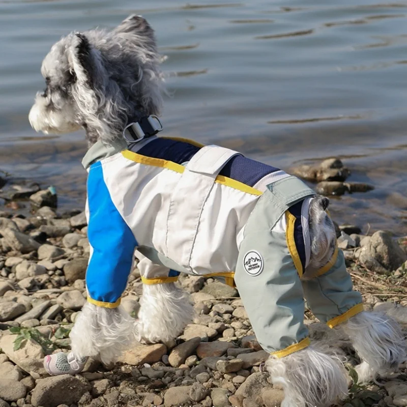 Ropa impermeable para perros, chaqueta saliente transpirable resistente a la suciedad y al polvo, ropa reflectante de cuatro patas con arnés integrado - imagen 3