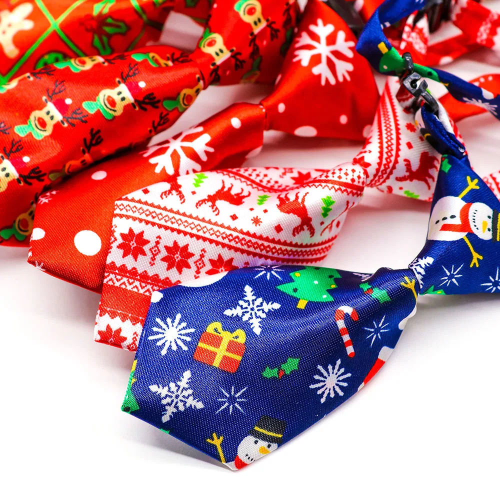 100 Uds. Suministros navideños para mascotas, corbatas navideñas para perros y gatos, pajaritas, accesorios de aseo para perros de ciervo y Papá Noel, corbatas para perros pequeños y medianos - imagen 2