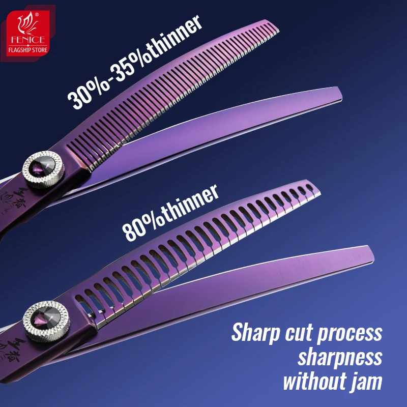 Fenice King Series tijeras profesionales para el cuidado de perros de 7,0 pulgadas, tijeras curvas más finas y gruesas para mascotas, tijeras para el cuidado de perros - imagen 5
