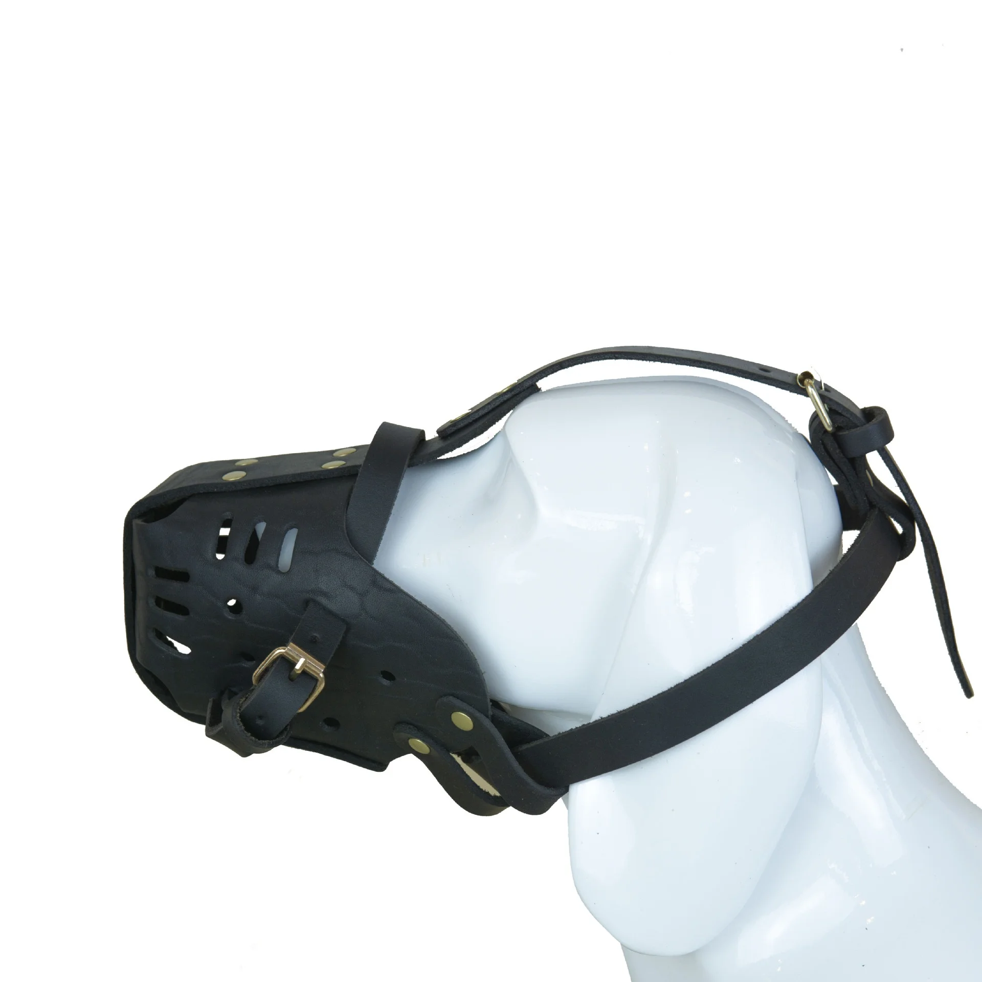 Bozal de cuero genuino para mascotas, bozal de cuero seguro antiladridos para perros pequeños, medianos y grandes, bozal ajustable transpirable para perros