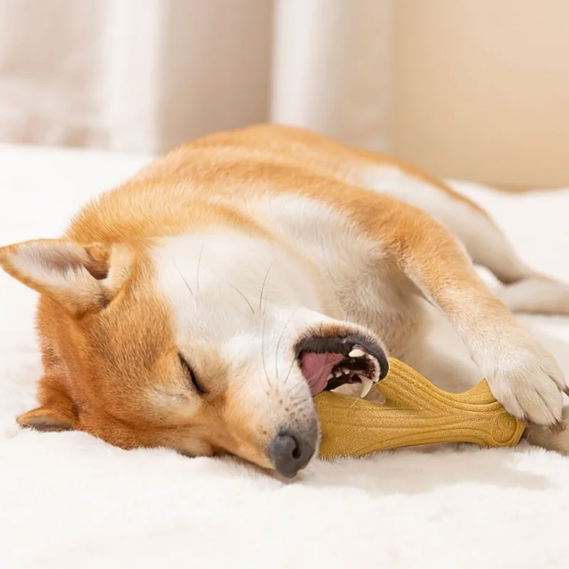 Juguetes para masticar para perros lavables, madera de pino, forma de cuerno de ciervo, productos calmantes para mascotas, juguete para masticar para cachorros resistente y duradero para masticadores agresivos - imagen 3