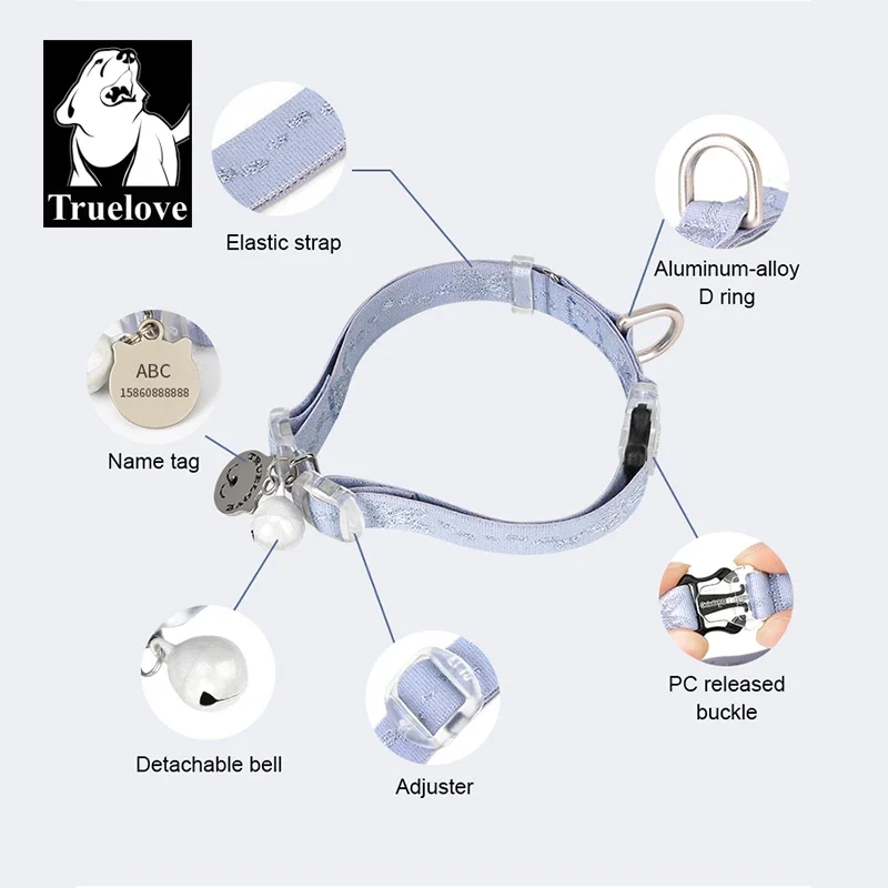 Truelove-Collar elástico para gato, correa de fácil Control, Material suave, ligero, a la moda, para perros pequeños, producto para gato, TLC5313 - imagen 4