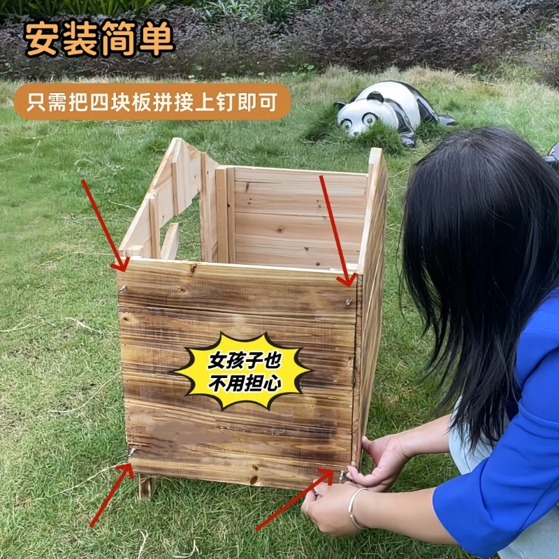 Casa para perros al aire libre fuera del suelo, casa grande de madera maciza para mascotas, jaula para perros semicerrada cálida para invierno, se puede desmontar, perrera lavada para exteriores