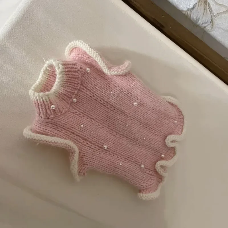Suéter de princesa rosa para perros pequeños, ropa de punto para mascotas, ropa linda para cachorros, moda de otoño e invierno - imagen 2